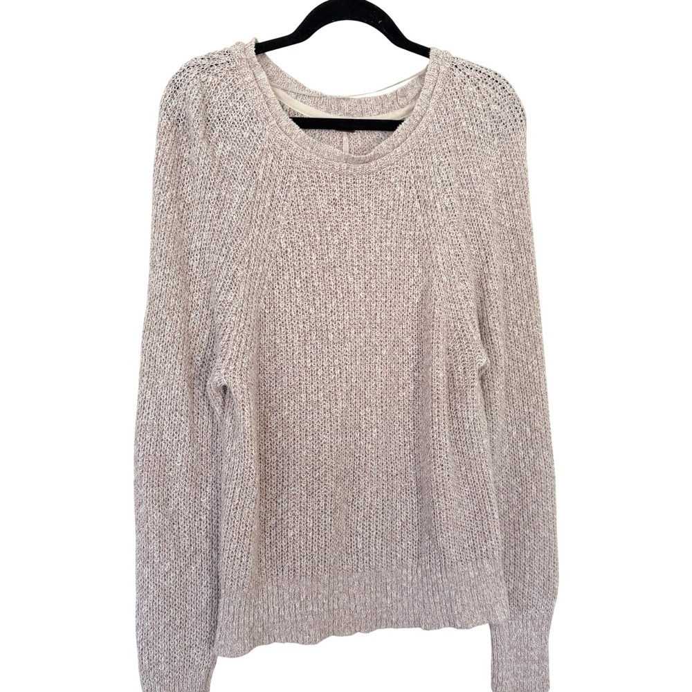 Free People Electric City Cotton Linen Blend Open Knit‎ Raglan Sweater Sz Medium